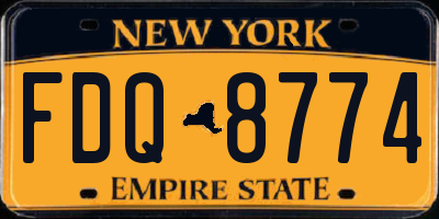 NY license plate FDQ8774