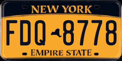 NY license plate FDQ8778
