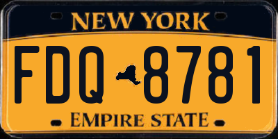 NY license plate FDQ8781