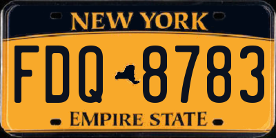 NY license plate FDQ8783