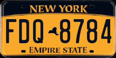 NY license plate FDQ8784