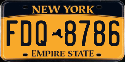 NY license plate FDQ8786