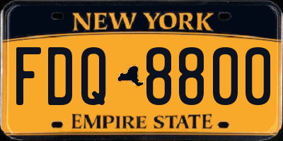 NY license plate FDQ8800
