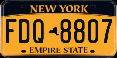 NY license plate FDQ8807
