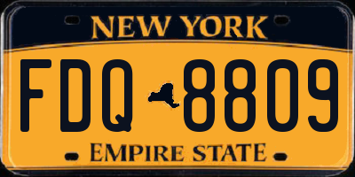 NY license plate FDQ8809