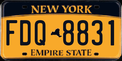 NY license plate FDQ8831