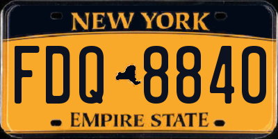NY license plate FDQ8840