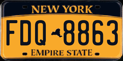 NY license plate FDQ8863