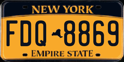 NY license plate FDQ8869