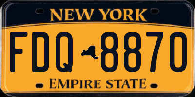 NY license plate FDQ8870