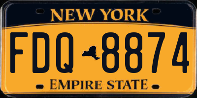 NY license plate FDQ8874