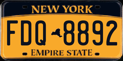 NY license plate FDQ8892
