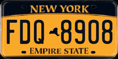 NY license plate FDQ8908