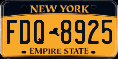 NY license plate FDQ8925