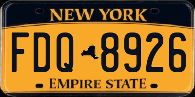 NY license plate FDQ8926