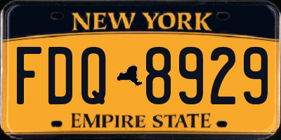 NY license plate FDQ8929