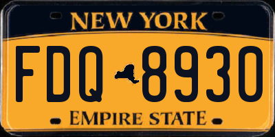 NY license plate FDQ8930