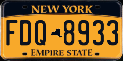 NY license plate FDQ8933