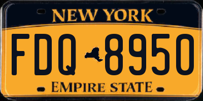 NY license plate FDQ8950