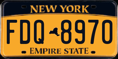 NY license plate FDQ8970