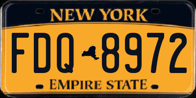 NY license plate FDQ8972
