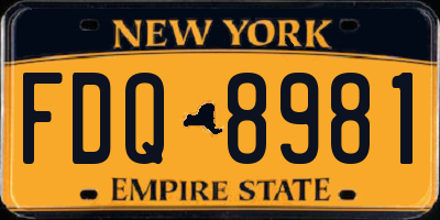 NY license plate FDQ8981