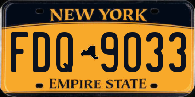 NY license plate FDQ9033