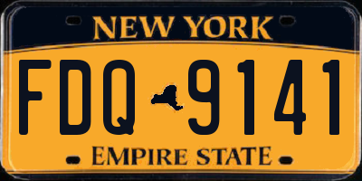 NY license plate FDQ9141