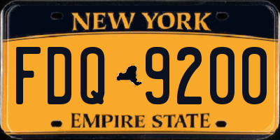 NY license plate FDQ9200