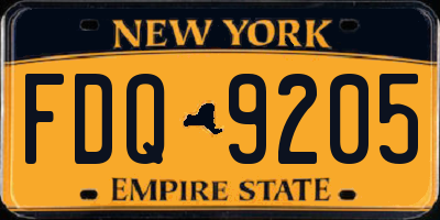 NY license plate FDQ9205