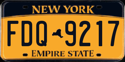 NY license plate FDQ9217