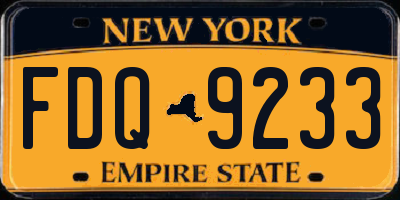 NY license plate FDQ9233