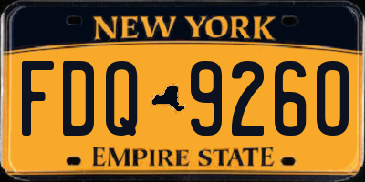 NY license plate FDQ9260