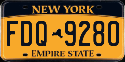 NY license plate FDQ9280