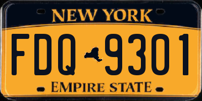 NY license plate FDQ9301