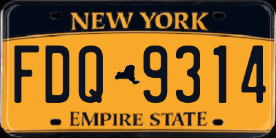 NY license plate FDQ9314
