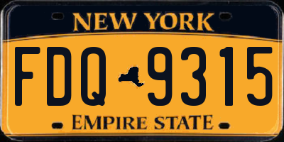 NY license plate FDQ9315