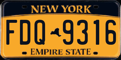NY license plate FDQ9316
