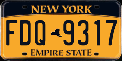 NY license plate FDQ9317