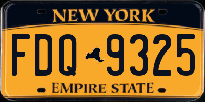 NY license plate FDQ9325