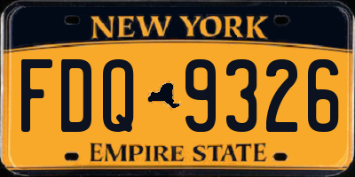 NY license plate FDQ9326