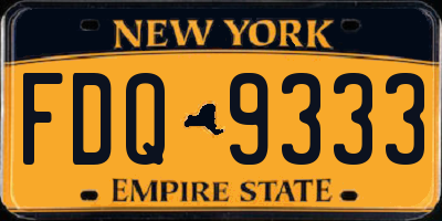 NY license plate FDQ9333