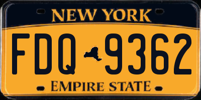 NY license plate FDQ9362