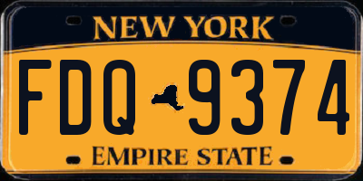 NY license plate FDQ9374