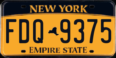 NY license plate FDQ9375