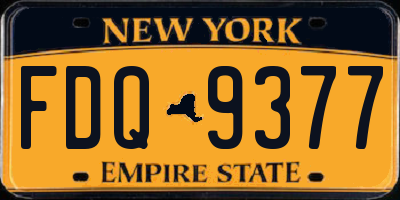 NY license plate FDQ9377