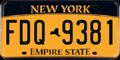 NY license plate FDQ9381