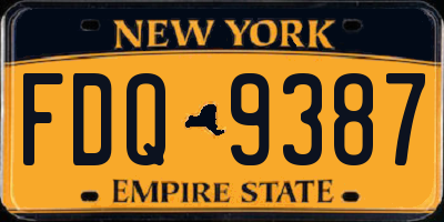 NY license plate FDQ9387