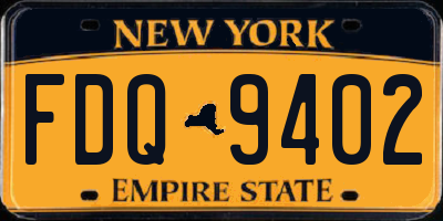 NY license plate FDQ9402