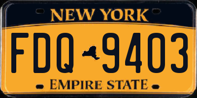 NY license plate FDQ9403